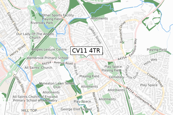 CV11 4TR map - small scale - OS Open Zoomstack (Ordnance Survey)