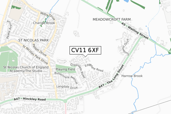 CV11 6XF map - small scale - OS Open Zoomstack (Ordnance Survey)