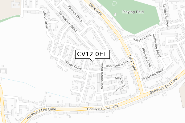 CV12 0HL map - large scale - OS Open Zoomstack (Ordnance Survey)