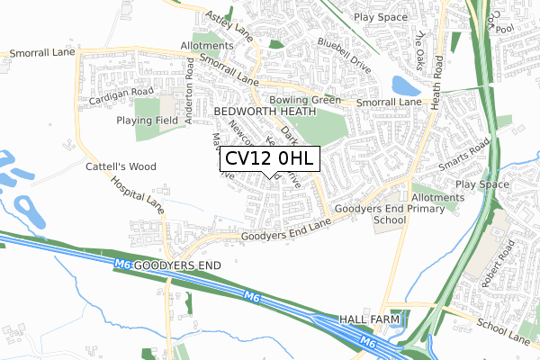 CV12 0HL map - small scale - OS Open Zoomstack (Ordnance Survey)