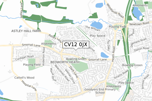 CV12 0JX map - small scale - OS Open Zoomstack (Ordnance Survey) CV12 0JX map - small scale - OS Open Zoomstack (Ordnance Survey)