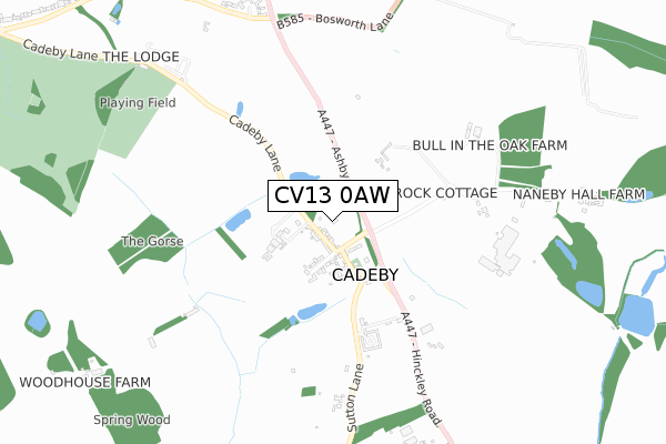 CV13 0AW map - small scale - OS Open Zoomstack (Ordnance Survey)