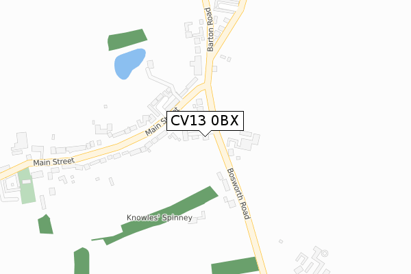 CV13 0BX map - large scale - OS Open Zoomstack (Ordnance Survey)