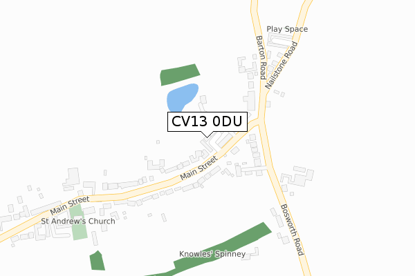 CV13 0DU map - large scale - OS Open Zoomstack (Ordnance Survey)