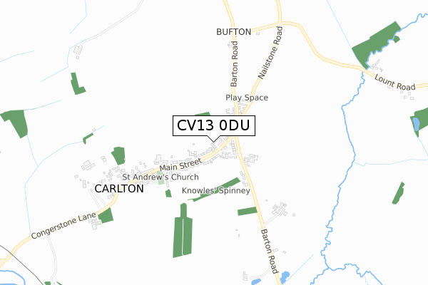 CV13 0DU map - small scale - OS Open Zoomstack (Ordnance Survey)