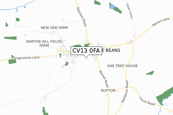 CV13 0FA map - small scale - OS Open Zoomstack (Ordnance Survey) CV13 0FA map - small scale - OS Open Zoomstack (Ordnance Survey)
