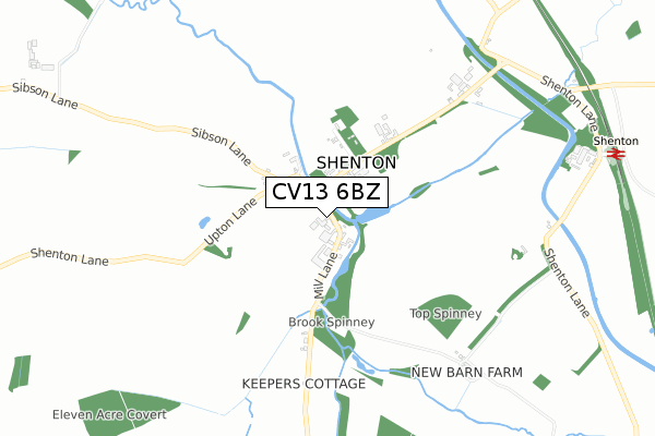CV13 6BZ map - small scale - OS Open Zoomstack (Ordnance Survey)