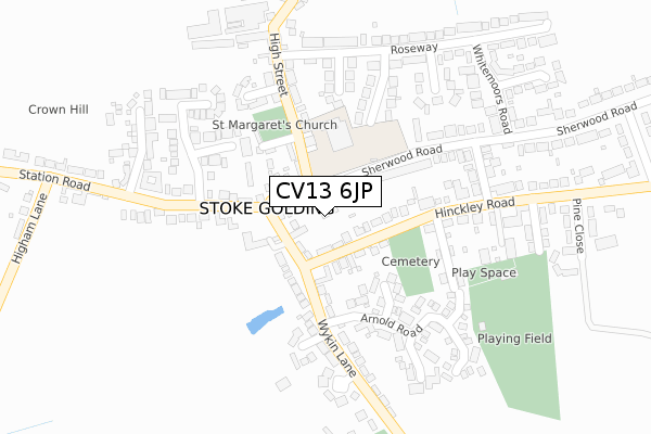 CV13 6JP map - large scale - OS Open Zoomstack (Ordnance Survey)