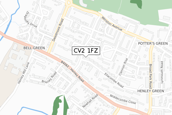 CV2 1FZ map - large scale - OS Open Zoomstack (Ordnance Survey)