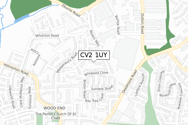 CV2 1UY map - large scale - OS Open Zoomstack (Ordnance Survey)