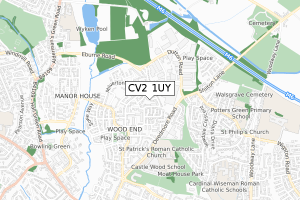 CV2 1UY map - small scale - OS Open Zoomstack (Ordnance Survey)