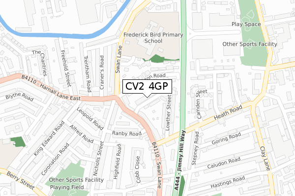 CV2 4GP map - large scale - OS Open Zoomstack (Ordnance Survey)