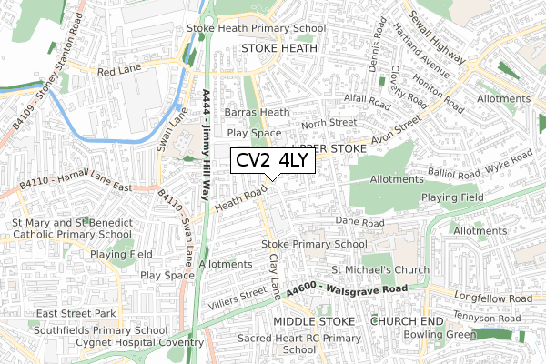 CV2 4LY map - small scale - OS Open Zoomstack (Ordnance Survey)