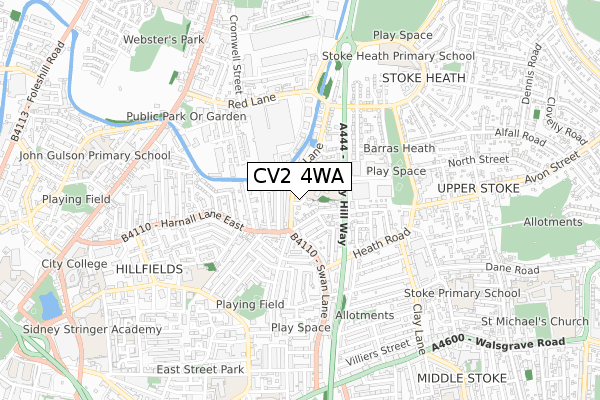 CV2 4WA map - small scale - OS Open Zoomstack (Ordnance Survey) CV2 4WA map - small scale - OS Open Zoomstack (Ordnance Survey)