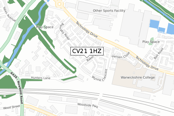 CV21 1HZ map - large scale - OS Open Zoomstack (Ordnance Survey)