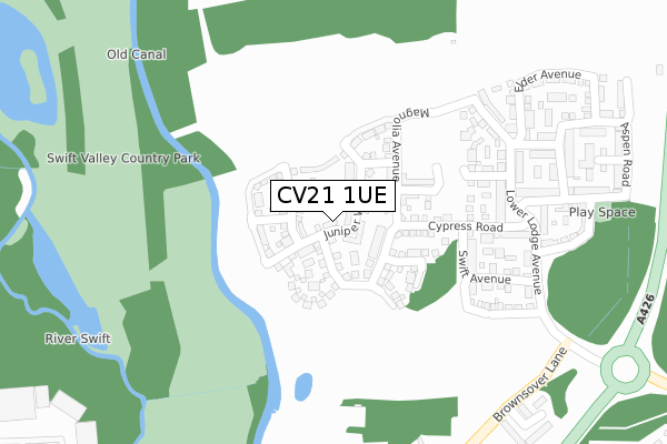 CV21 1UE map - large scale - OS Open Zoomstack (Ordnance Survey)