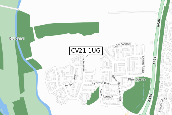 CV21 1UG map - large scale - OS Open Zoomstack (Ordnance Survey)