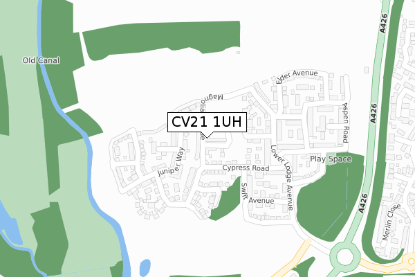 CV21 1UH map - large scale - OS Open Zoomstack (Ordnance Survey)