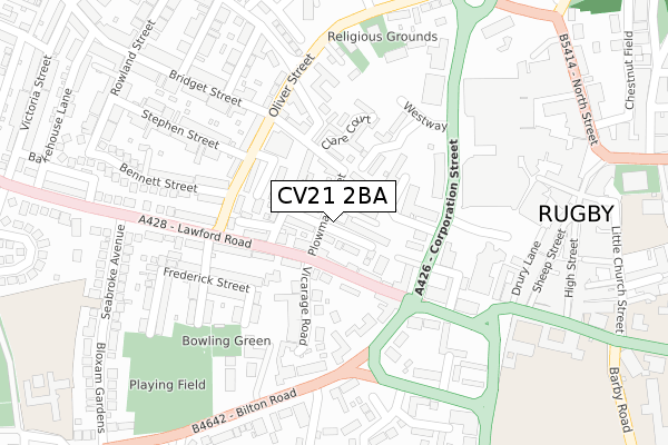 CV21 2BA map - large scale - OS Open Zoomstack (Ordnance Survey) CV21 2BA map - large scale - OS Open Zoomstack (Ordnance Survey)