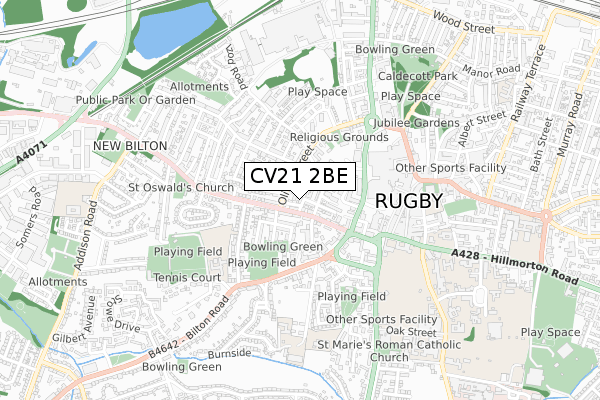 CV21 2BE map - small scale - OS Open Zoomstack (Ordnance Survey)