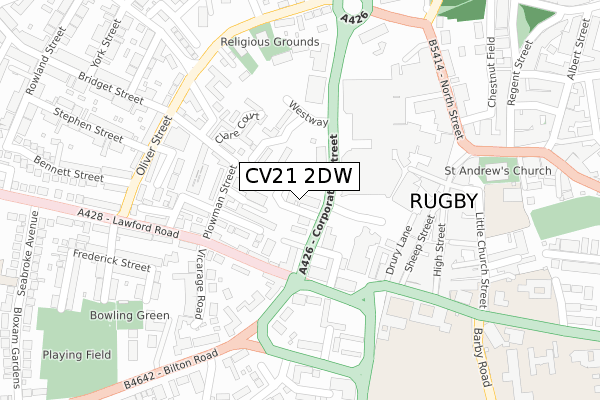CV21 2DW map - large scale - OS Open Zoomstack (Ordnance Survey) CV21 2DW map - large scale - OS Open Zoomstack (Ordnance Survey)