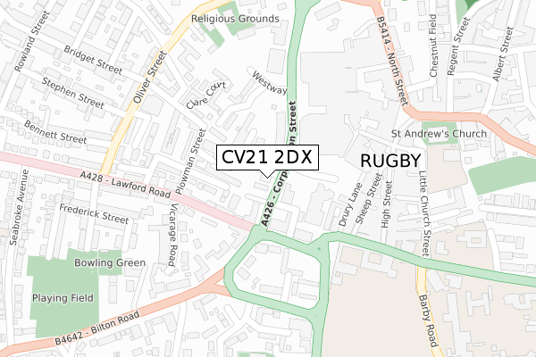 CV21 2DX map - large scale - OS Open Zoomstack (Ordnance Survey)