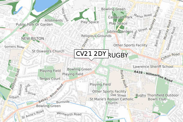 CV21 2DY map - small scale - OS Open Zoomstack (Ordnance Survey)