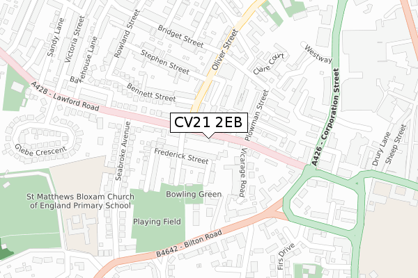 CV21 2EB map - large scale - OS Open Zoomstack (Ordnance Survey)