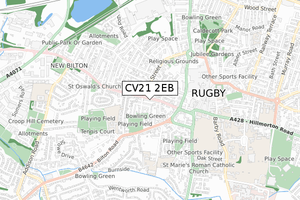 CV21 2EB map - small scale - OS Open Zoomstack (Ordnance Survey)