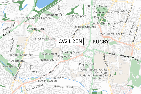 CV21 2EN map - small scale - OS Open Zoomstack (Ordnance Survey)