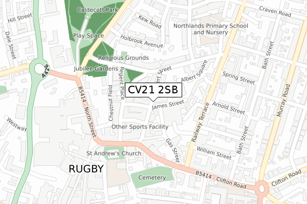 CV21 2SB map - large scale - OS Open Zoomstack (Ordnance Survey)