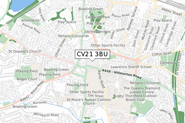 CV21 3BU map - small scale - OS Open Zoomstack (Ordnance Survey)