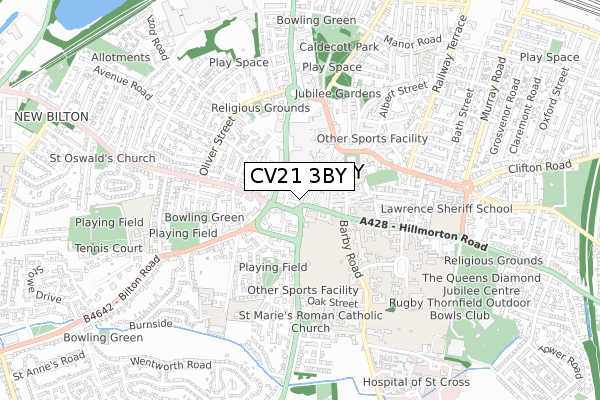 CV21 3BY map - small scale - OS Open Zoomstack (Ordnance Survey)