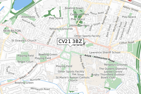 CV21 3BZ map - small scale - OS Open Zoomstack (Ordnance Survey) CV21 3BZ map - small scale - OS Open Zoomstack (Ordnance Survey)