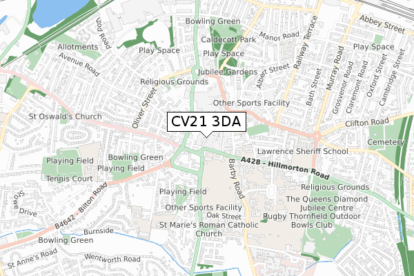 CV21 3DA map - small scale - OS Open Zoomstack (Ordnance Survey)