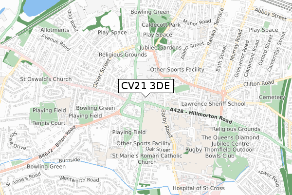 CV21 3DE map - small scale - OS Open Zoomstack (Ordnance Survey) CV21 3DE map - small scale - OS Open Zoomstack (Ordnance Survey)