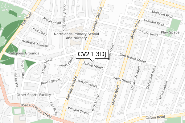 CV21 3DJ map - large scale - OS Open Zoomstack (Ordnance Survey) CV21 3DJ map - large scale - OS Open Zoomstack (Ordnance Survey)