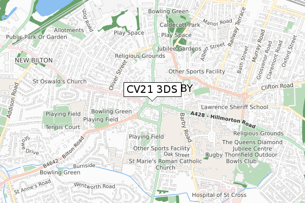 CV21 3DS map - small scale - OS Open Zoomstack (Ordnance Survey) CV21 3DS map - small scale - OS Open Zoomstack (Ordnance Survey)