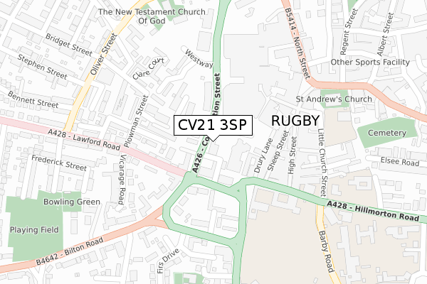 CV21 3SP map - large scale - OS Open Zoomstack (Ordnance Survey)