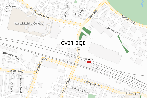 CV21 9QE map - large scale - OS Open Zoomstack (Ordnance Survey)
