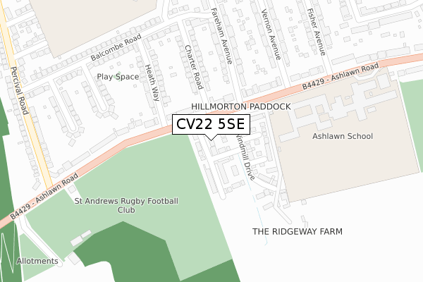 CV22 5SE map - large scale - OS Open Zoomstack (Ordnance Survey)