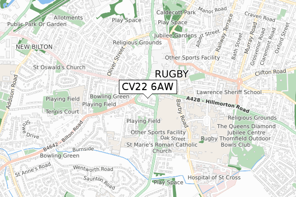 CV22 6AW map - small scale - OS Open Zoomstack (Ordnance Survey)