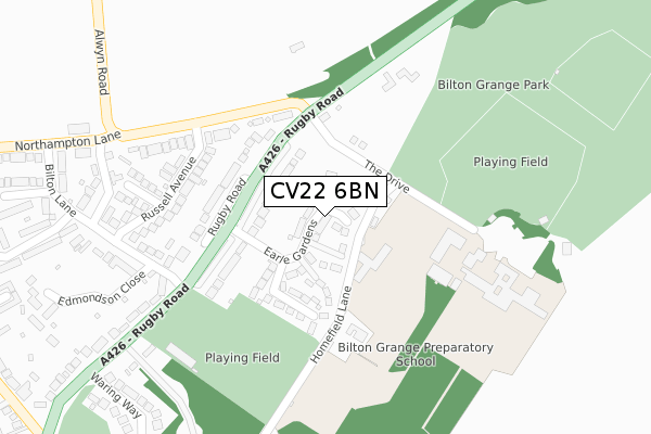 CV22 6BN map - large scale - OS Open Zoomstack (Ordnance Survey) CV22 6BN map - large scale - OS Open Zoomstack (Ordnance Survey)