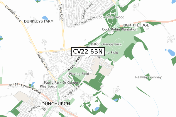CV22 6BN map - small scale - OS Open Zoomstack (Ordnance Survey) CV22 6BN map - small scale - OS Open Zoomstack (Ordnance Survey)