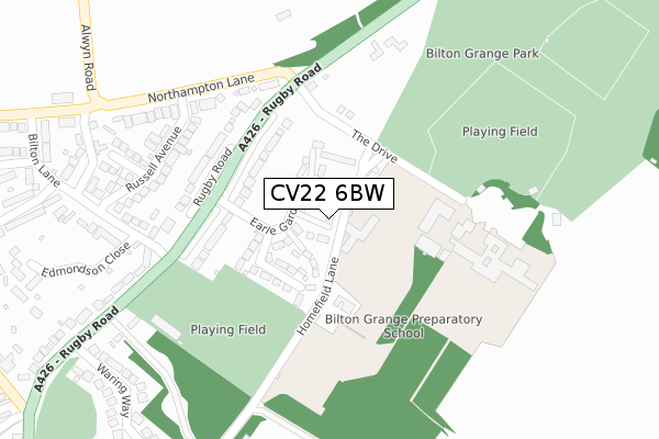 CV22 6BW map - large scale - OS Open Zoomstack (Ordnance Survey) CV22 6BW map - large scale - OS Open Zoomstack (Ordnance Survey)