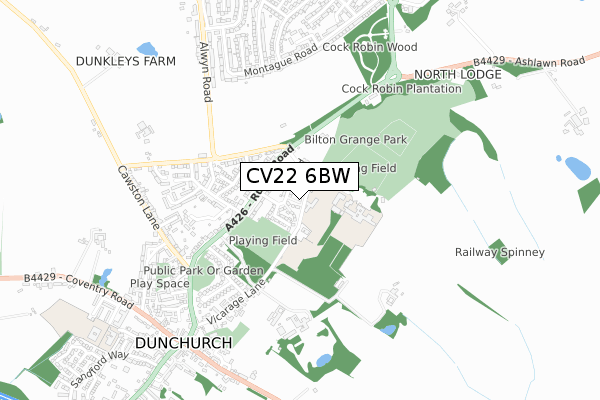 CV22 6BW map - small scale - OS Open Zoomstack (Ordnance Survey) CV22 6BW map - small scale - OS Open Zoomstack (Ordnance Survey)