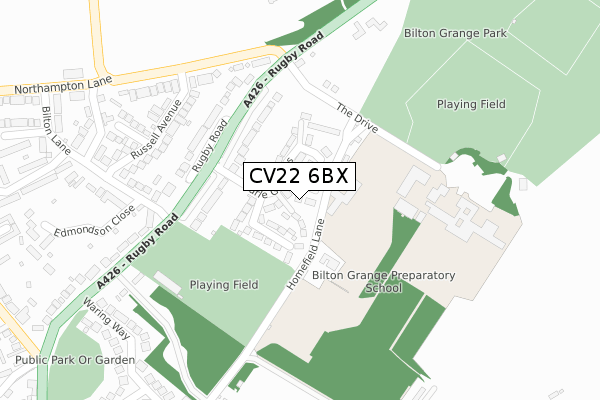 CV22 6BX map - large scale - OS Open Zoomstack (Ordnance Survey)