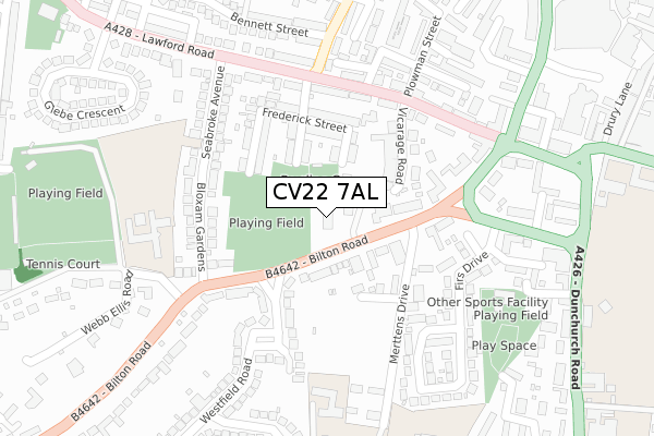 CV22 7AL map - large scale - OS Open Zoomstack (Ordnance Survey)