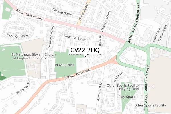 CV22 7HQ map - large scale - OS Open Zoomstack (Ordnance Survey)