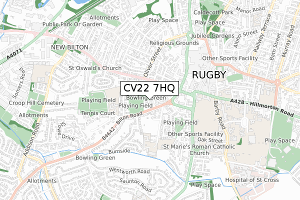 CV22 7HQ map - small scale - OS Open Zoomstack (Ordnance Survey)